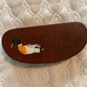 Vintage Eyeglass case Duck on cover. Leather feel